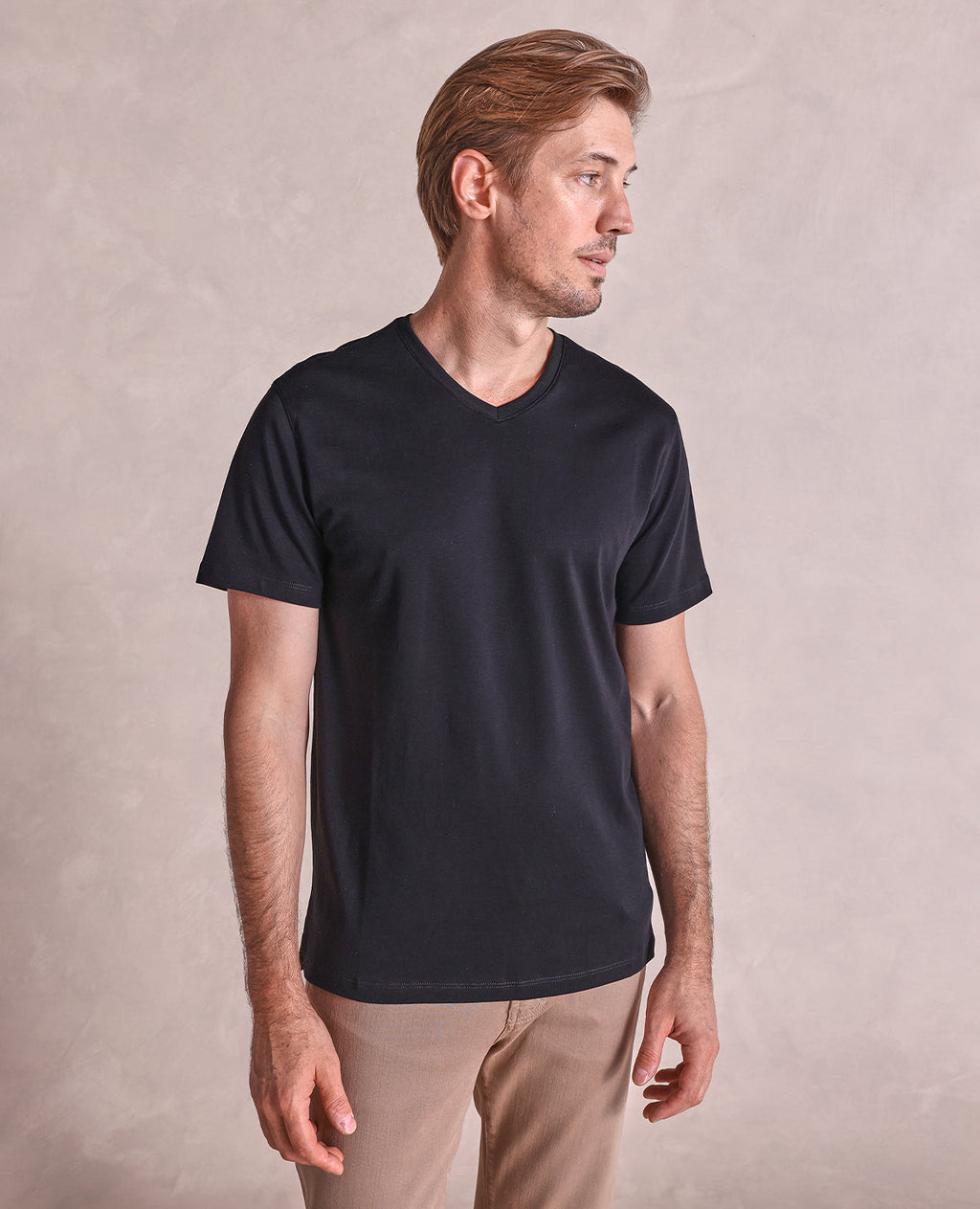 The Luxe Supima - V-Neck SS Tee - Black
